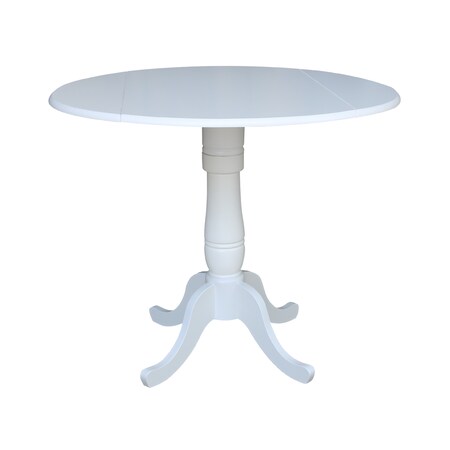 International Concepts Round 42, Round dual drop Leaf Pedestal Table, 35.5  inH, White, 42 W, 42 L, 35.5 in H, Wood, White K08-42DPT-6B